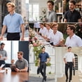 thumbnail image 3 of Mens Short Sleeve Dress Shirts Black Oxford Solid Casual Button Dwon Collar Shirt with Pocket, 3 of 9