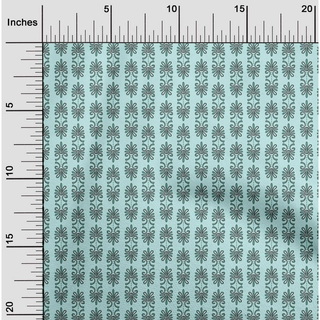 oneOone Georgette Viscose Fabric Dot & Floral Block Printed Fabric 1 Yard 42 Inch Wide