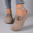 thumbnail image 5 of Rokment Womens Buckles Orthotic Clogs with Arch Support Trendy Casual Suede Closed Toe Platform Wedges Mid Heels Mules Backless Sandals for Ladies Summer Fall Khaki Size 7, 5 of 9