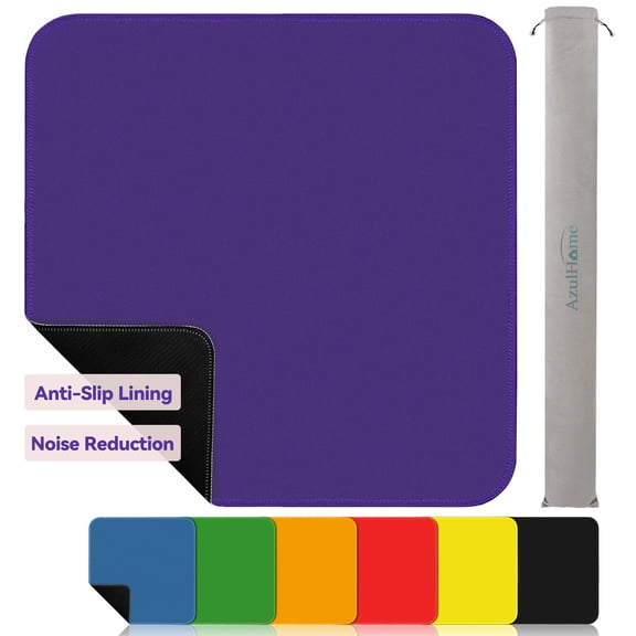 AzulHome Anti-Slip Noise Reducing Game Mat - Mahjong, Poker, Cards, Dominoes Table Cover with Portable Carry Bag (Purple)