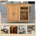 thumbnail image 6 of Kitchen Cart with Stainless Steel Top & Storage Cabinet, Mobile Kitchen Island Cart on Wheels with Two Drawers & Goblet Holder & Wine Rack & Spice Rack & Towel Holder, 51Lx18Wx37H Inches, Brown, 6 of 7