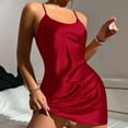thumbnail image 2 of YABCSAZ Women's Nightgown Sleeveless Slip Sleepwear Loose Sleepwear Deep V Neck Pajama Dress Backless Sexy Nightdress Solid Color Mini Home Dress Soft Chemise, 2 of 9