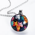 thumbnail image 2 of Cat Women's Circular Glass Design Pendant Necklace, 2 of 5