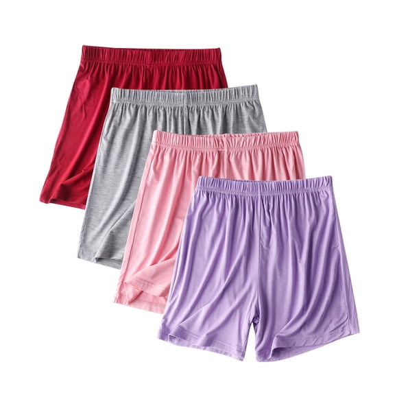 Fewfanhot Women's Plus Size Modal Lounge Shorts 4PC Set - Solid Color Thin Minimalist-Design, Ultra-Soft Breathable Sleep Shorts