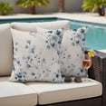 thumbnail image 5 of Spring Blue Flower Pillow Covers 2 Pack Country Watercolor Blue Floral Plant Leaf Linen Pillowcase Waterproof Outdoor Throw Pillow Cover for Patio Garden Square Cushion 16”x16”, 5 of 9