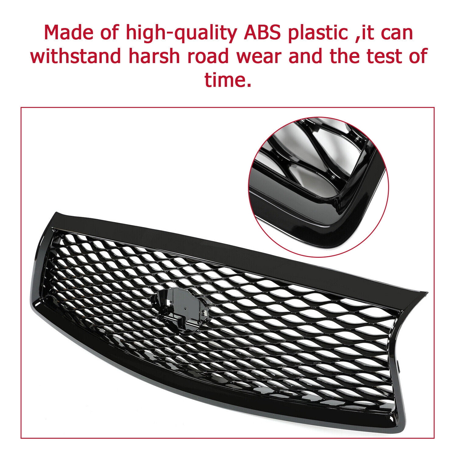 KOJEM Front Bumper Upper Grille Mesh Grill Trim for Infiniti Q50 14 15 16 17 Black