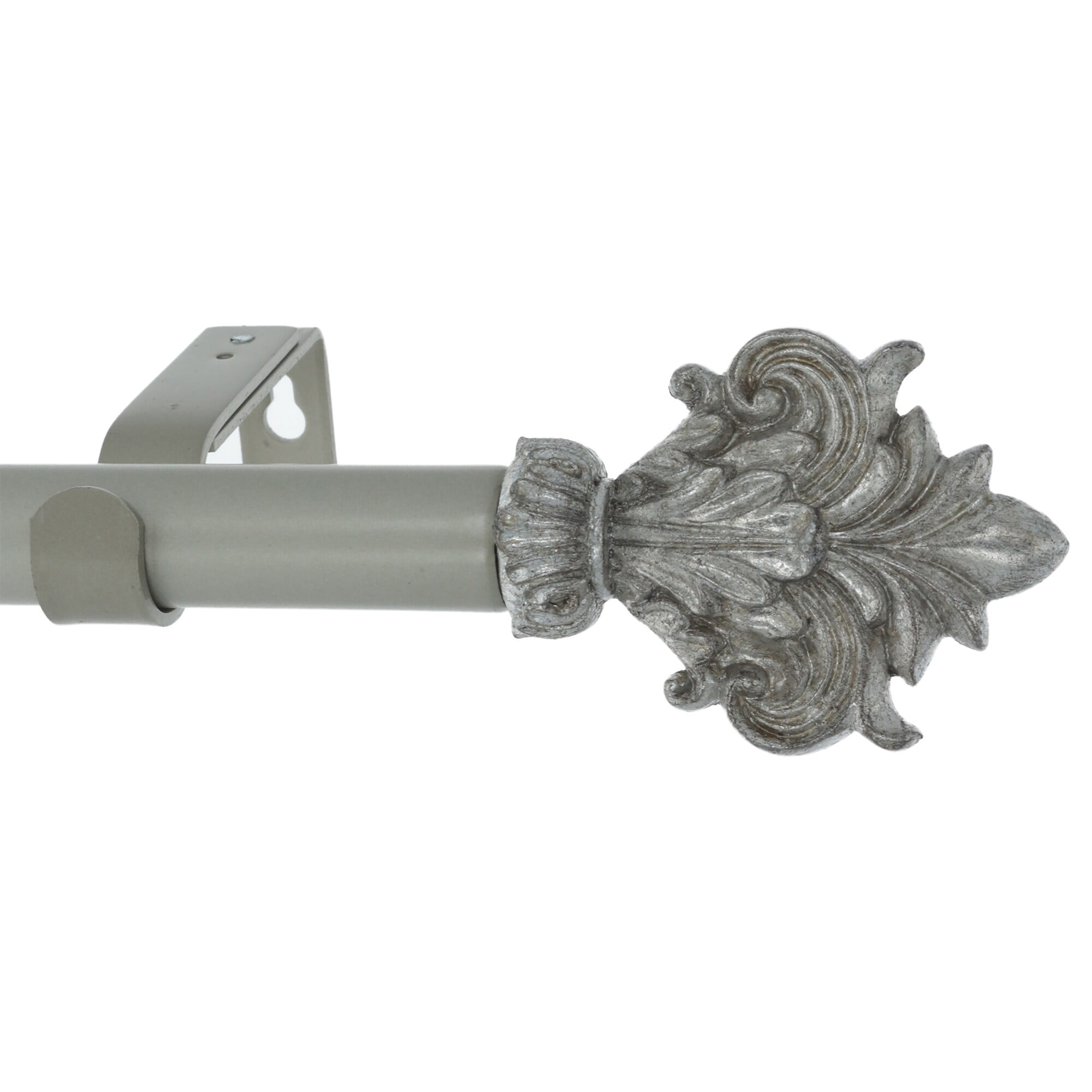 MERIVILLE 1-Inch Diameter Single Window Treatment Curtain Rod, Acanthus Finial Style II, 28-inch to 48-inch Adjustable, Antique Gold
