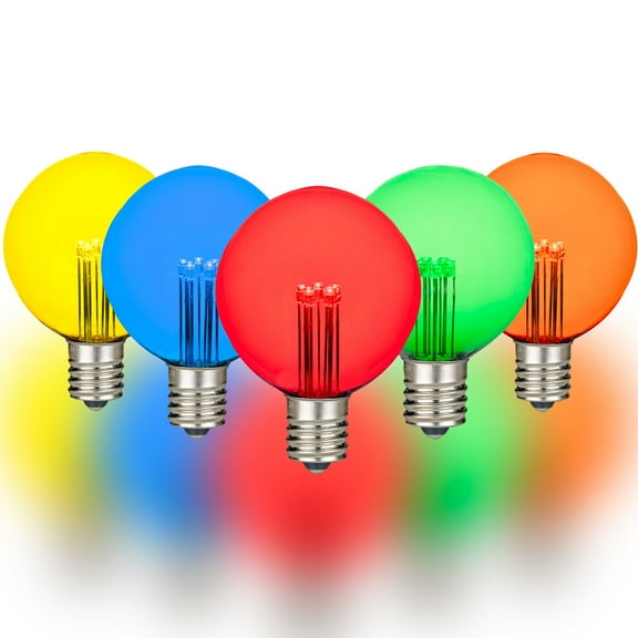 Novelty Lights Multicolored G50 Globe Hanging LED String Light Replacement Bulbs E17 Intermediate Base 1 Watt 5 Pack