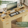 thumbnail image 4 of Feishominoo 59" Executive Computer Desk with File Cabinets and Storage Drawers, Modern Home Office Writing Desk with Power Outlets and Monitor Stand, Oak, 4 of 10