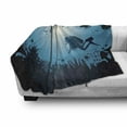 thumbnail image 3 of Diver Soft Flannel Fleece Throw Blanket, Shadowy Silhouettes of a Scuba Diver Fishes and Corals Monochromatic Art, Cozy Plush for Indoor and Outdoor Use, 50" x 60", Petrol Blue Sky Blue, by Ambesonne, 3 of 6