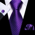 thumbnail image 3 of Set de corbatas Barry.Wang Stripe Classic de seda tejida para hombre, 3 of 7
