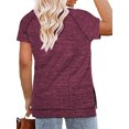 thumbnail image 2 of LANREMON Women Shirts Summer Plus Size Short Sleeve Tops Casual Loose Oversize T-shirts Side Split Redwine Tunic Top for Women Size 16 Plus, 2 of 5