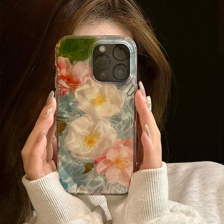 Hibiscus Flower Water Ripple Laser Phone Case Compatible with iPhone 15 Pro  Max Aesthetic Bedazzled Glitter Summer Trendy Girls Women Gift Slim Cover  for iPhone 15promax 6.7" - Walmart.com