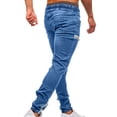 thumbnail image 3 of IYTR Mens Denim Pants Elastic Waist Drawstring Trousers Slim Fit Skinny Denim Stretch Jean Pants With Pockets Casual Solid Color Fashion Comfy Blue XL, 3 of 6