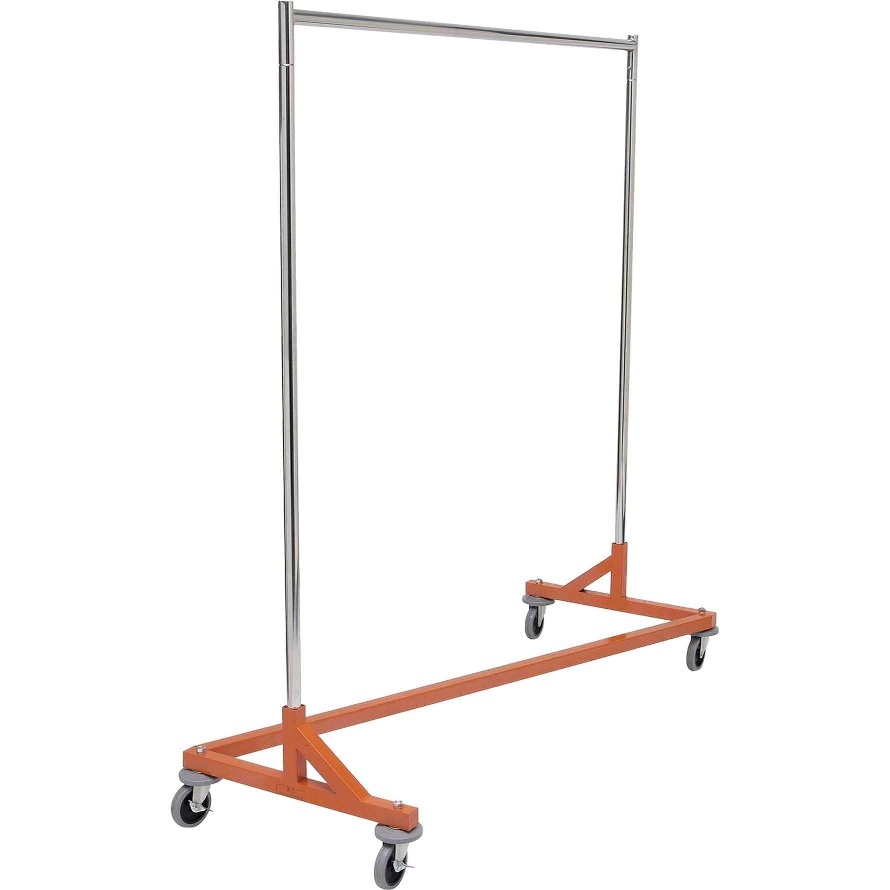 The Great American Hanger Company Nesting Z Base Garment Rack, Commercial Grade Rolling Garment Rack with Orange Base, box of 1