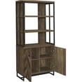thumbnail image 3 of Rustic Oak Herringbone Bookcase with 2 Doors & 3 Shelves, Industrial Farmhouse Storage Cabinet for Home Office, 3 of 6
