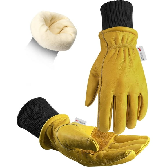 Winter Leather Work Gloves for Men and Women,3M Thinsulate Lining for Cold Weather Work, Thermal Insulated Gloves