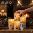 thumbnail image 4 of Comenzar Flameless Candles Birch Bark Texture, Flickering Flame Battery Operated LED Candles, Electric Plastic with Remote Timer for Home Decor, Rustic Wedding Centerpiece, Gift Set of 3, 4 of 4