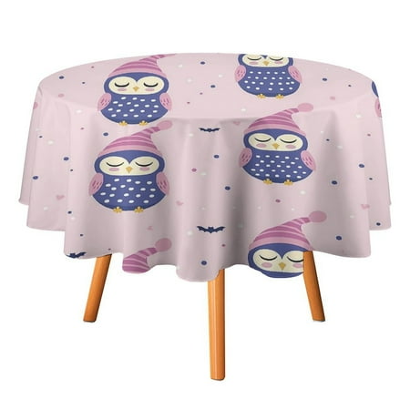 

JINGDS Cute Owl In Halloween Pajamas-348 Round Table Cloth Halloween Tablecloth Thanksgiving Day Table Cloth Round Cover Circle Tablecloth for Halloween Thanksgiving Fall Party