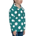 thumbnail image 3 of Pofeuu Teal And White Polka Dot Print Kids Pullover Hoodies Warm Thick Hooded Sweatshirt with Packet for Boys Girls-Large, 3 of 6