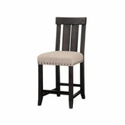 Yanez Industrial Wood 2 Stool in Charcoal - Solid Wood
