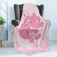 thumbnail image 4 of Vintage Valentine Soft Flannel Fleece Throw Blanket, Romantic Pinkish Design Roses in Heart, Cozy Plush for Indoor and Outdoor Use, 60" x 80", Pink Baby Pink, by Ambesonne, 4 of 5