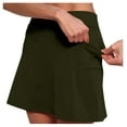 thumbnail image 2 of SUYIDA Womens Mini Skirt Solid Color Active Soft High Waisted Pleated Culottes Tennis Skirts for Women with Pocket Army Green,L, 2 of 5