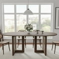 thumbnail image 3 of MAYEERTY Wood Oval Dining Table, Mid-Century Modern Dining Table with Rattan Legs, 67"x33.5"x30", Walnut, 3 of 9