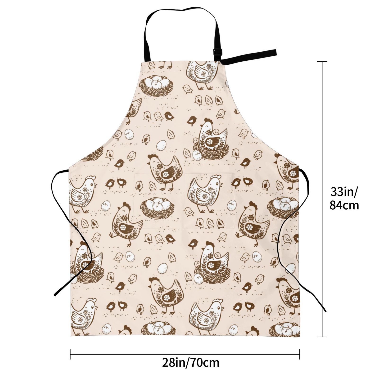 Kdxio Retro Rooster Apron with Pockets Adjustable Kitchen Aprons for Men Women Waterproof Aprons for Cooking,Drawing,Crafting, Baking Household Cleaning