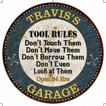 TRAVIS'S Garage Rules 14" Round Metal Sign Garage Wall Decor 100140015354