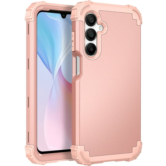 Decase for Samsung Galaxy A16 5G Phone Case,Shockproof Three Layer Heavy Duty Soft Silicone Rubber Bumper Hard Plastic Hybrid Protective Case for Samsung Galaxy A16 5G,Rosegold