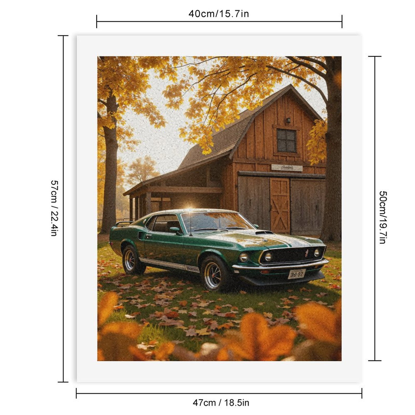 Paint By Numbers Kit for Adults Beginner - DIY Green Classic Car Autumn Scene Canvas Painting Kits for Adults, Frameless Paint By Number for Adults for Home Wall Decor 16x20 Inch
