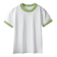 thumbnail image 3 of hengsof T-Shirt Basique à Manches Courtes pour Enfants Col Rond Haut à Blocs de Couleur Style Décontracté d'Été Haut Ample Confortable Respirant T-Shirt à Manches Courtes, 3 of 6