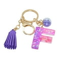 thumbnail image 1 of Hangs Pendant 2 Resin Glittering Letter Keychain with Color Stitching Flowing Design Purple Drop Glue English Character Key Chain, 1 of 5
