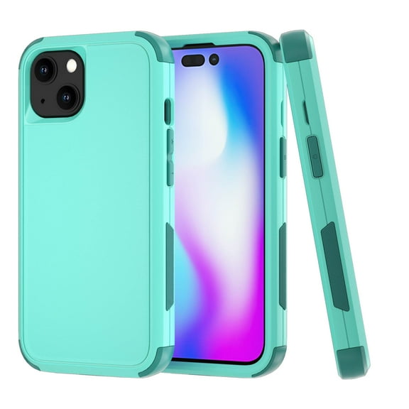 XHY iPhone 14 Phone Case Military Grade Protection 3 in 1 Shock and Drop Resistant Rugged Durable Detachable for iPhone 14 6.1'' Phone - Teal/Dark Green