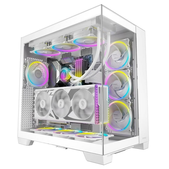 Antec C8 ARGB White, 2x TQR 160mm & 1x TQ 140mm ARGB PWM Fans Included,dual-chamber layout, Type-C, 360mm Radiator Support, Seamless TG Front & Side Panels, RTX 40 compatible, Full-Tower E-ATX PC Case