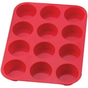 2 Pack Silicone Muffin Pan / Cupcake Pan Cupcake Mold 12 Cup, Red
