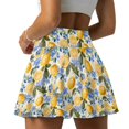 thumbnail image 4 of HELLHERO Soft Tennis Skirt for Golf Vacation, Lemon Floral Print Polyester Spandex Built-in Shorts Athletic Skort 2 Side Pockets, 4 of 9