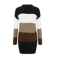 thumbnail image 4 of Labakihah sweaters for&nbsp;women Women Winter O-neck Sweater Color Striped Pullover Sweater Dress Long Sleeve Slim Mini Dress Brown, 4 of 9