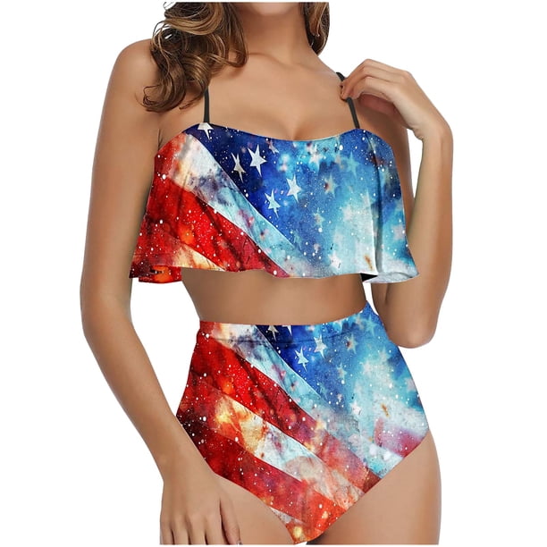 Traje de baño para mujer, conjunto de traje de baño con volantes para mujer, trajes de baño para mujer, conjuntos de bikini para mujer, trajes de baño de bikini para mujer