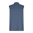 thumbnail image 4 of Womens Cotton Linen Sleeveless Button Down Shirt Collared V Neck Tank Tops with Double Pockets Casual Summer Loose Blouse Blue S, 4 of 6