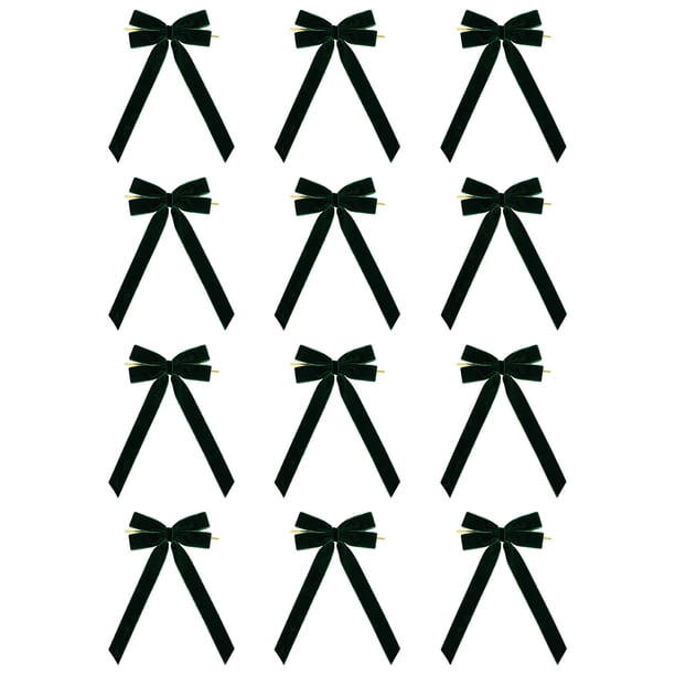 Adornos navideños, 12 lazos de terciopelo para coronas de árbol de Navidad, envoltorios de regalo, manualidades, bodas, fiestas, bolsas de aperitivos, bolsas de dulces, decoración del hogar.