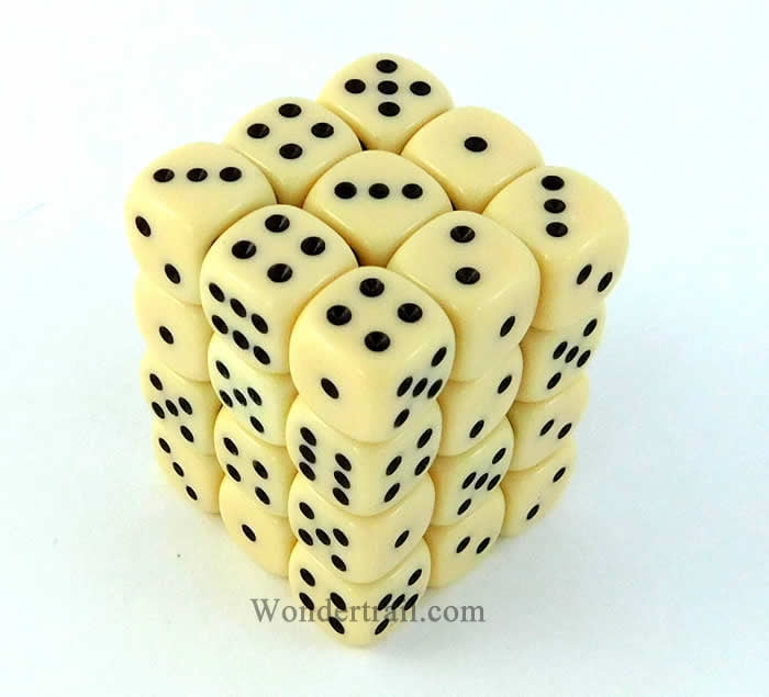 Round Corners 6 x 12mm KOPLOW Dice-Opaque Deluxe Ivory//Black