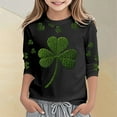 thumbnail image 2 of XAOFW Girl's T-Shirts St Patricks Day Printed Three Quarter Sleeved Crewneck T Shirts Playwear Loose Fit Tee Shirt Outdoor Activities Soft Comfortable Top, 2 of 4