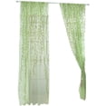 thumbnail image 1 of Window Sheer Curtain Panel Rod Pocket Voile Curtain with Embroidery Leaf（Green,100x270cm）, 1 of 5