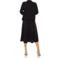 thumbnail image 4 of Women's 2-Piece Open Front Blazer and Matching Midi A-Line Skirt Set Navy 1XL, 4 of 7