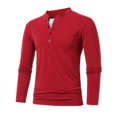 thumbnail image 1 of HBFAGFB Chemises de Travail à Manches Longues pour Hommes Chemise Décontractée à Boutons Col Rond Simple Slim Vin Taille 2TG, 1 of 4