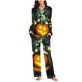 thumbnail image 4 of FDGIU Halloween Pajamas Women's Spring/Summer Floral Printed Round Neck Long Sleeve T-shirt Soft Sleepshirts, 4 of 6