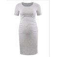 thumbnail image 1 of Vestido de maternidad de color liso con cuello redondo y manga corta Vestido de maternidad de color liso con cuello redondo y manga corta, 1 of 5