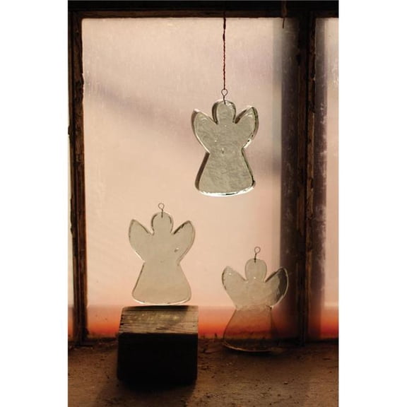 Kalalou PAQ1059-EA 4 x 6 in. Glass Angel Christmas Ornament